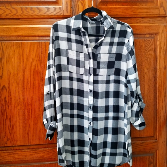 Long plaid NY &Co blouse nwt - Picture 1 of 3